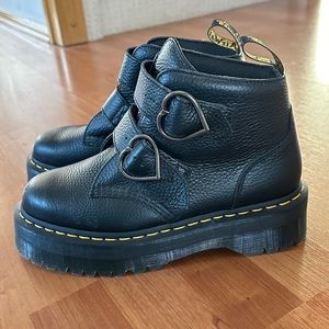 Dr. Martens women’s Devon heart buckle platform boots, size 9, black